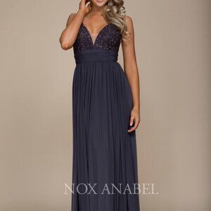 V-Neck A-Line Shape Chiffon Evening Dress NXA070